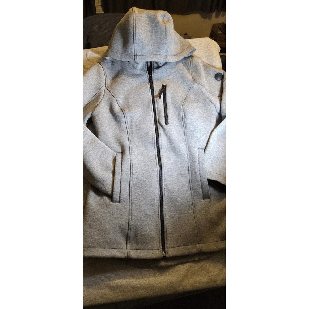 ANDREW MARC Women Grey Ribbed Coat Double Breasted Jacket   Small